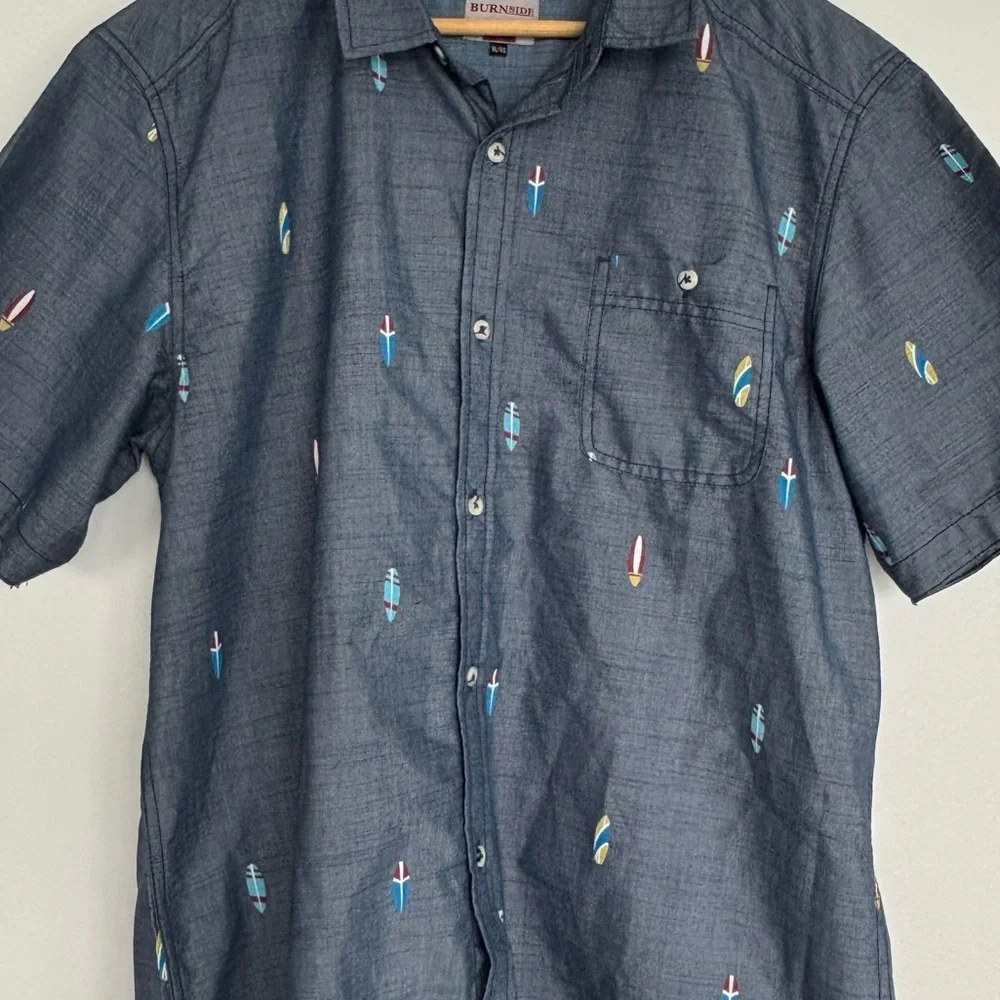Burnside 24” PTP Men’s Button Down Shirt with Multicolour Pattern, Size XL Blue. - Picture 3 of 7